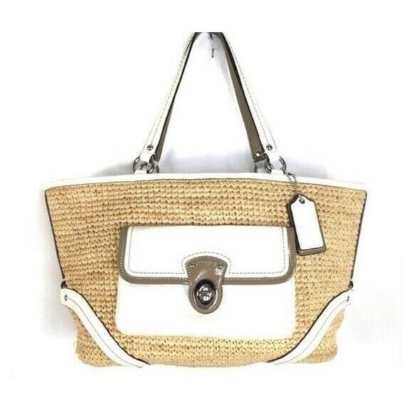 Coach Handbags - Coach 22904 WHITE TAUPE Straw Tote  Straw Tote